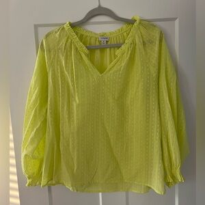 J. Crew Women's Bright Yellow Blouse, Swiss dot, medium